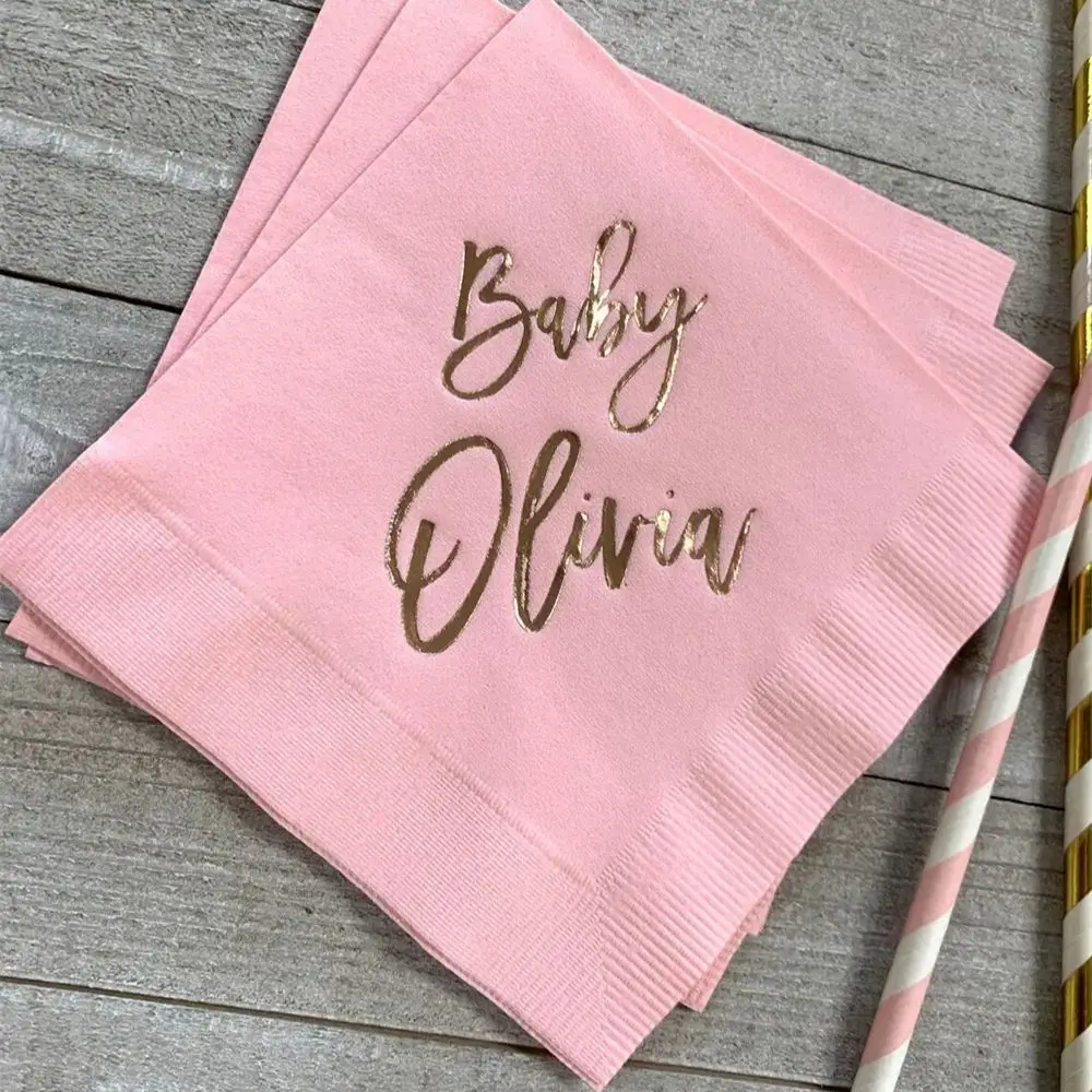 

Personalized Napkins Beverage Luncheon Dinner Guest Towel Napkins Baby Shower Naming Custom Monogram LOTS of colors available!