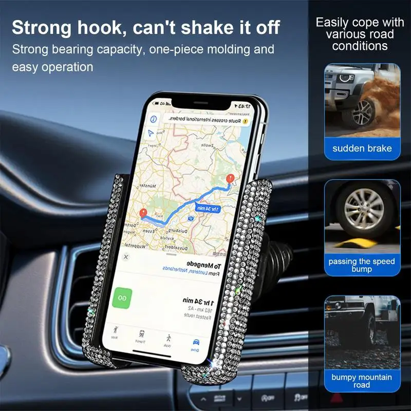 

Автомобильный держатель для телефона на вентиляционную решетку, роскошный хрустальный держатель для вентиляционной решетки, держатель для навигации, блестящие аксессуары для автомобиля, интерьер