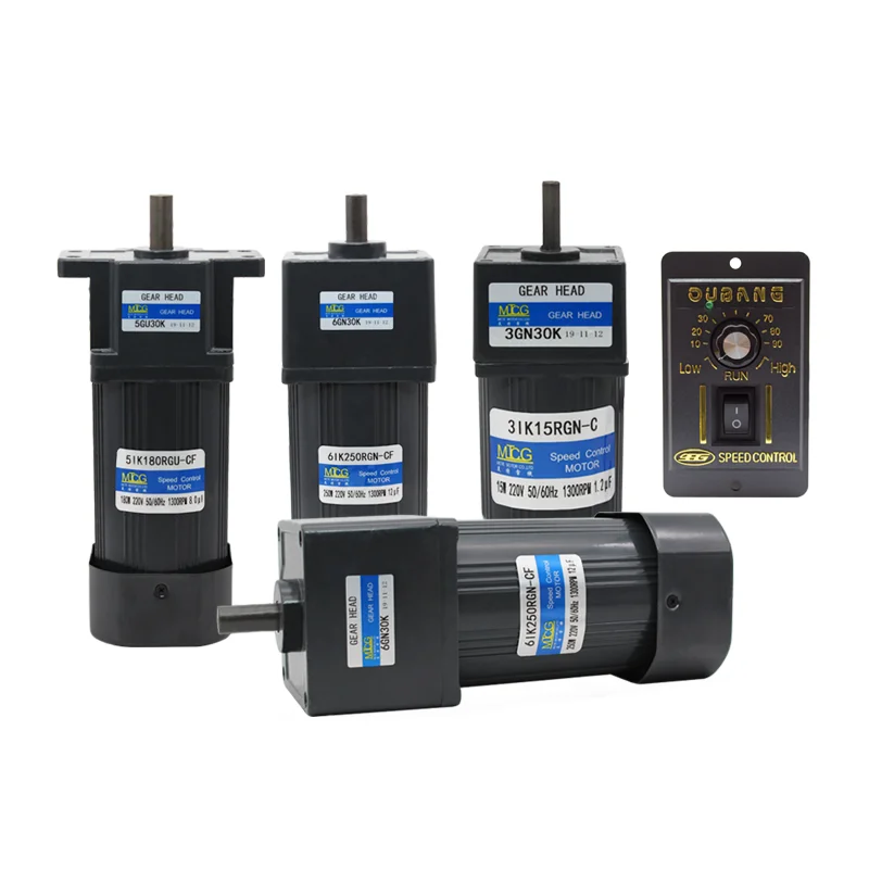 단상 AC 감속 속도 조절 모터, 전진 및 후진 + 속도 컨트롤러, 6IK180RGN-CF, 180W