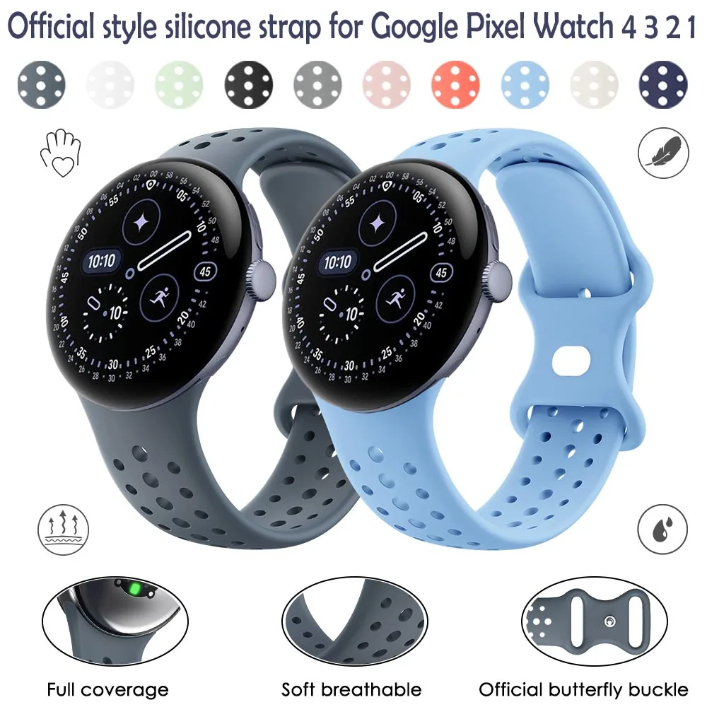 2pc Original Silicone Sports Replacement Strap for Smartwatch, 45mm/41mm