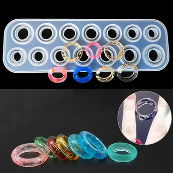 Handmade 14Hole Rings Mold Collection DIY Making Ring Jewelry Silicone Mold Crystal Epoxy Mould Epoxy Resin for Jewelry Making 2