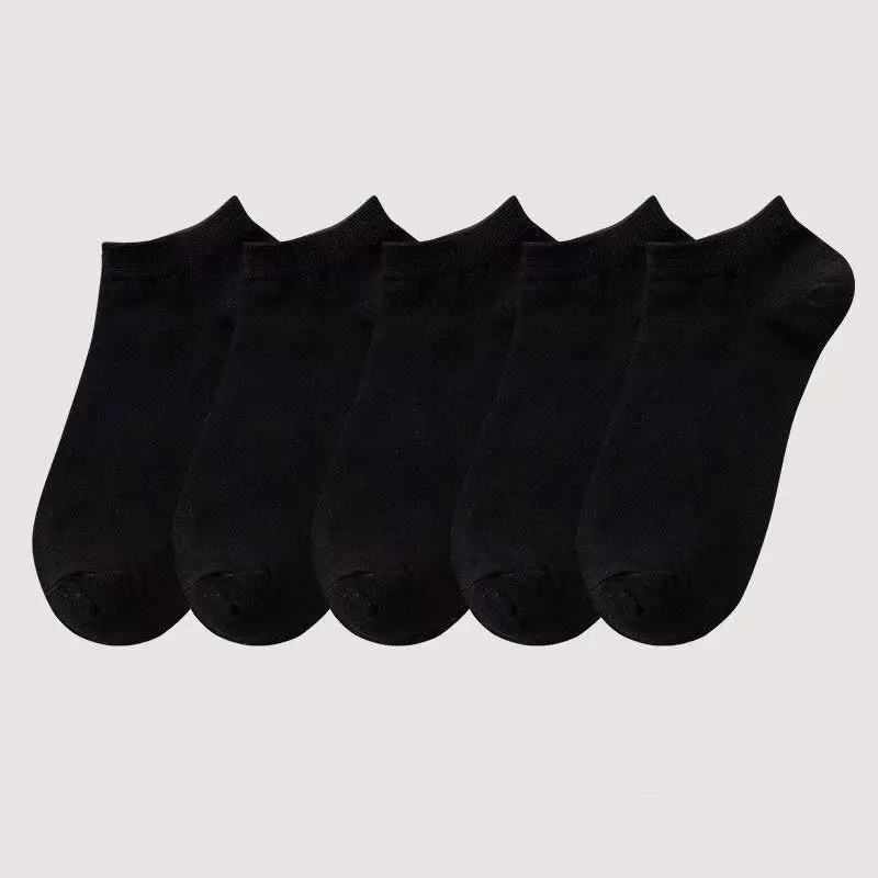 Business Boat Socks Black And White Solid Color Simple Men's Boat Socks Breathable And Comfortable Casual 10 pairs
