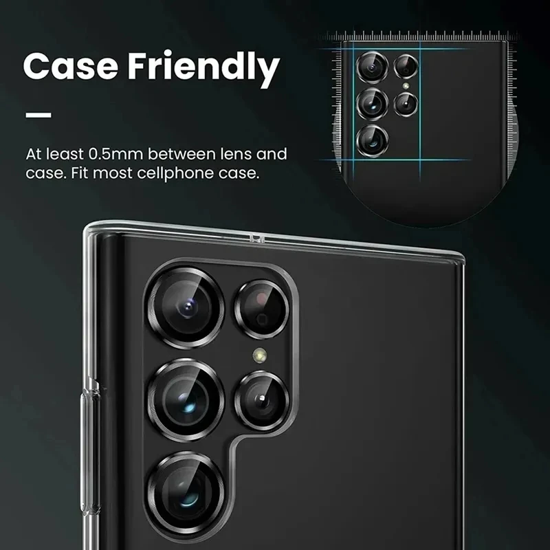 8K Camera Protector Metal Lens Ring with Tempered Glass Cover