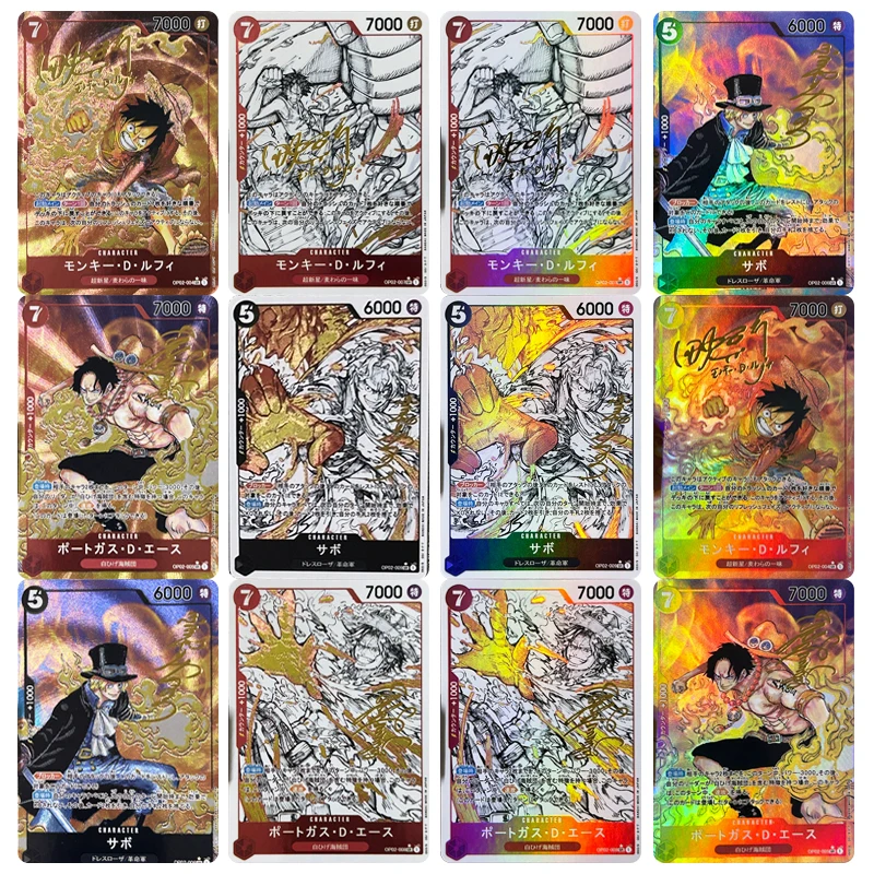 Fai Da Te One Piece Opcg Sabo Monkey D. Rufy Personaggi Anime Bold Flash Gold Sign 3 Pz/Set Collection Card Cartoon Toy Regalo Di Natale