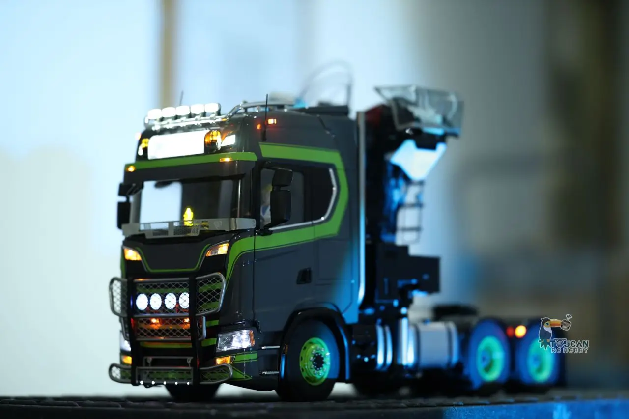 NEW Customized LESU 1/14 Scale RC Tractor Truck Timber Crane Car Metal Chassis 3-axle Trailer Remote Control DIY Model RC Toys 4