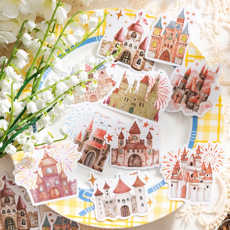 30pcs/pack Watercolor House Deco Stickers for Scrapbooking Collage Junk Journal Accessories Aesthetic Label Sticker Stationery