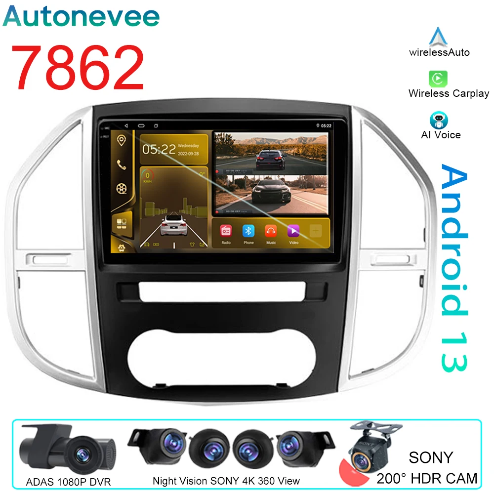 

Автомобильный мультимедийный видеоплеер на Android для Mercedes Benz Vito 3 W447 2014-2020, автомобильный мультимедийный видеоплеер для Carplay, GPS-навигация, фонарик, Wi-Fi, 4G, без DVD, 2Din