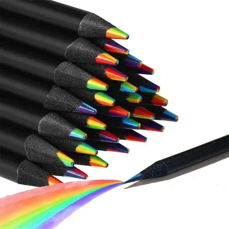 AngelMark 12Pcs Rainbow Color Pencils – 7-Color Gradient Crayons 6
