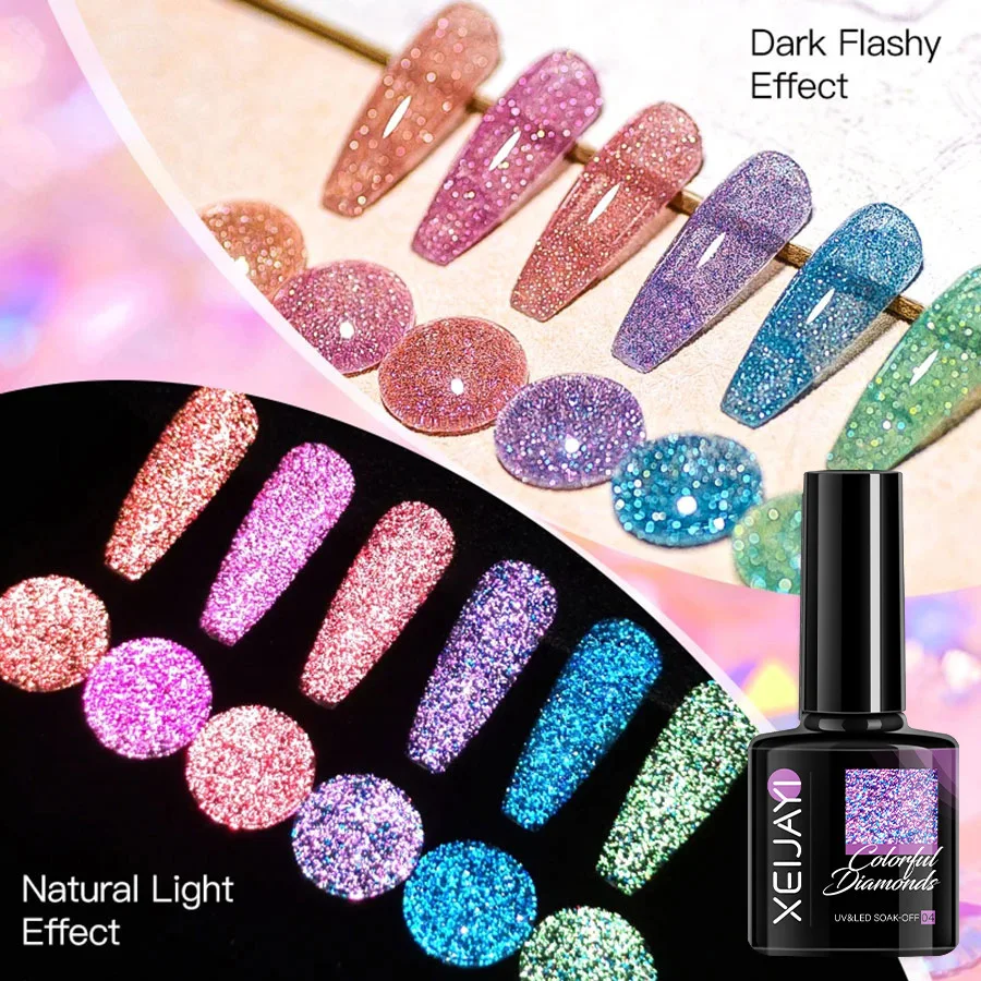8ml Colorful Reflective Glitter Gel Nail Polish Super Flash Diamond Sparkling Painting Gel Polish Semi Permanent UV/LED Nail Gel 2