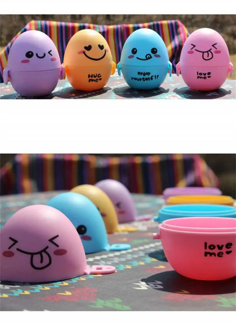 Outdoor Camping Cartoon Egg Box Plastic Portable Egg Box Protective Cover Colorful Jar Bottle