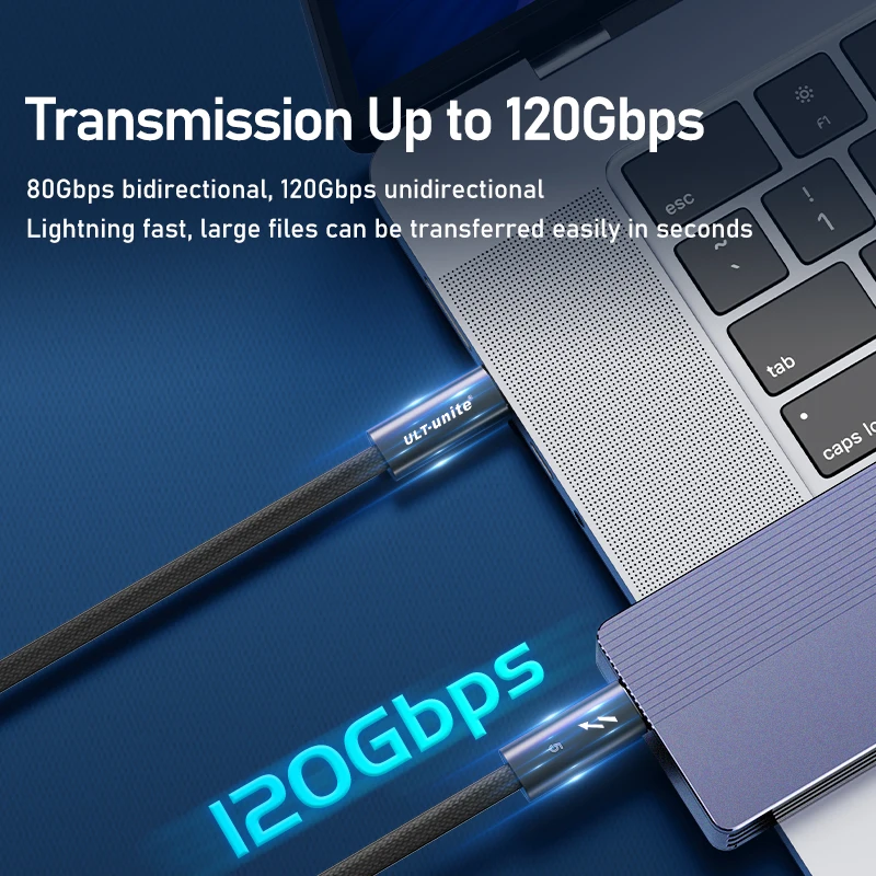 Thunder-bolt 5 Cable 120Gbps Data Sync 240W Fast Charging 16K30Hz USB4 Type C Cable Compatible for MacBook iPad Docking SSD usb cable