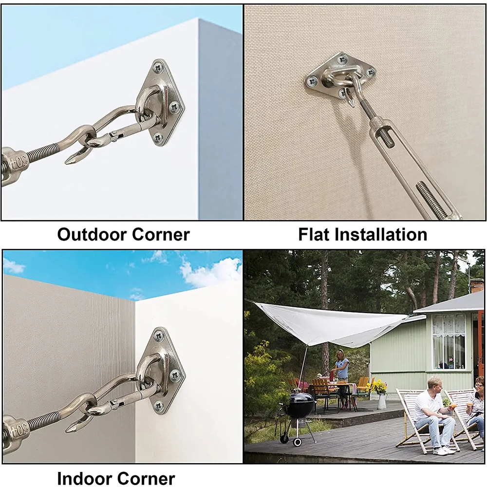 Shade Sail Hardware Kit for Triangle Rectangle Sun Shade Sail Installation 304 Grade Stainless For Garden Outdoors sun shade hardware kit