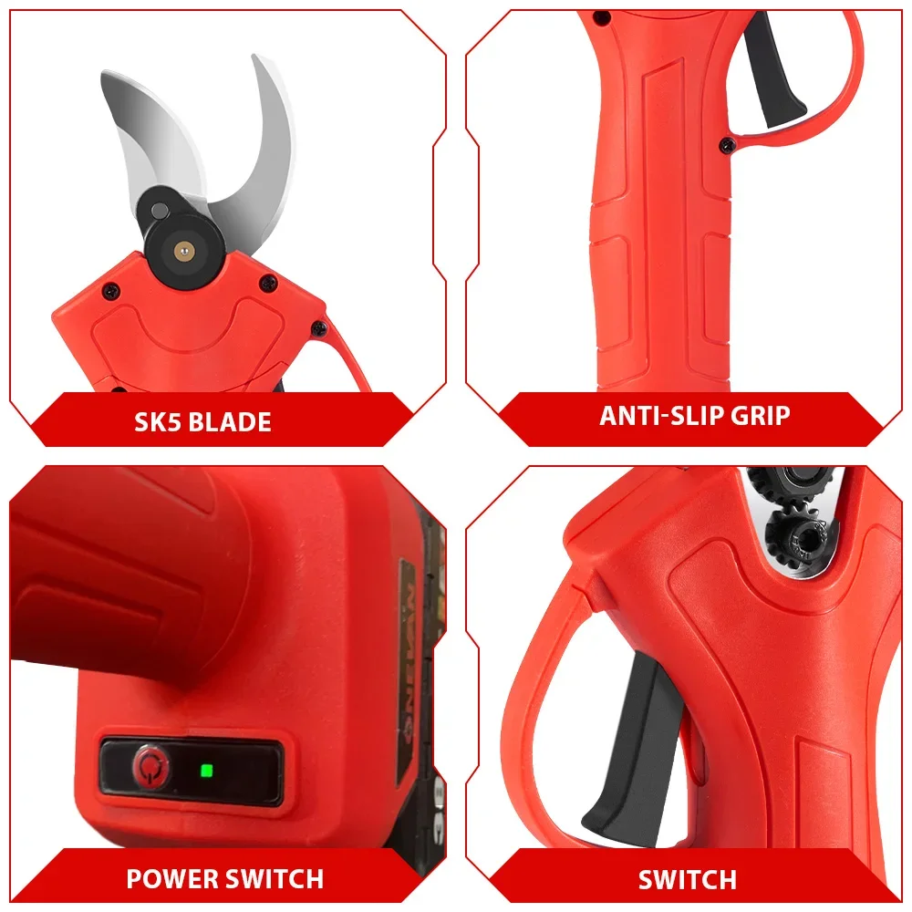 Description Picture 6 of item30MM Brushless Electric Pruning Shear 2 Gears Battery Puner Rechargeable Fruit Tree Bonsai Garden Tools For Makita 18V Battery