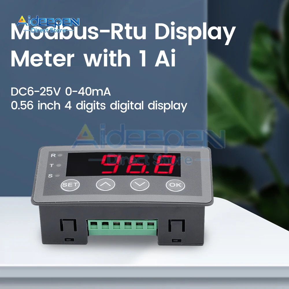 DC 6-25V 0-40mA Signal Display Meter 0.56 Inch 4-bit RS485 Serial Communication Modbus-rtu Can Receive Analog Signal Tester