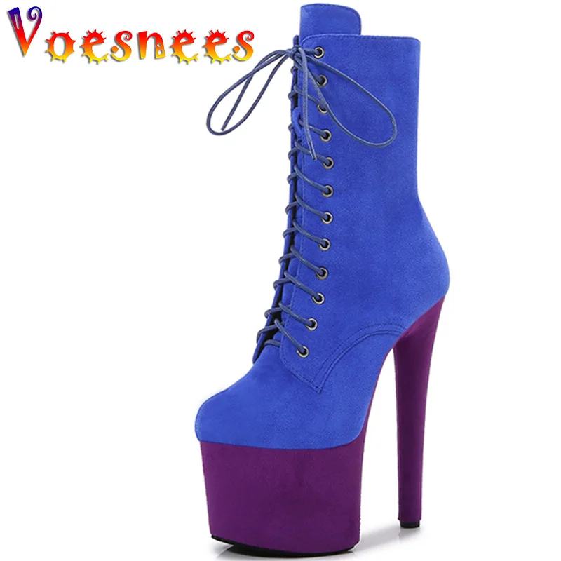 

Voesnees New Design Sexy Extreme Heel Shoes Nightclub Dancing Zip Ankle Boots 17CM Suede Party Woman Pumps Catwalk Model Heels