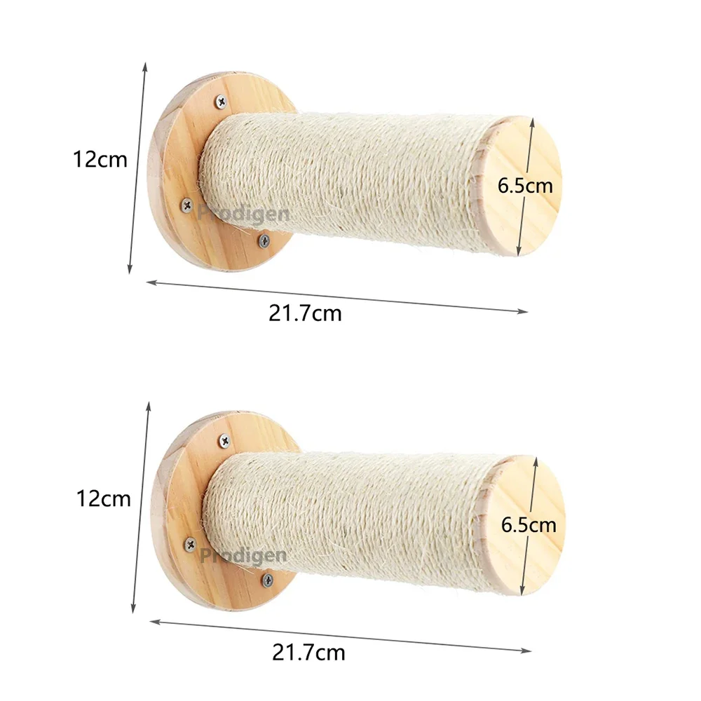 Wall-Mounted Cat Climbing Shelf with Sisal Post and Four-Step Stairway