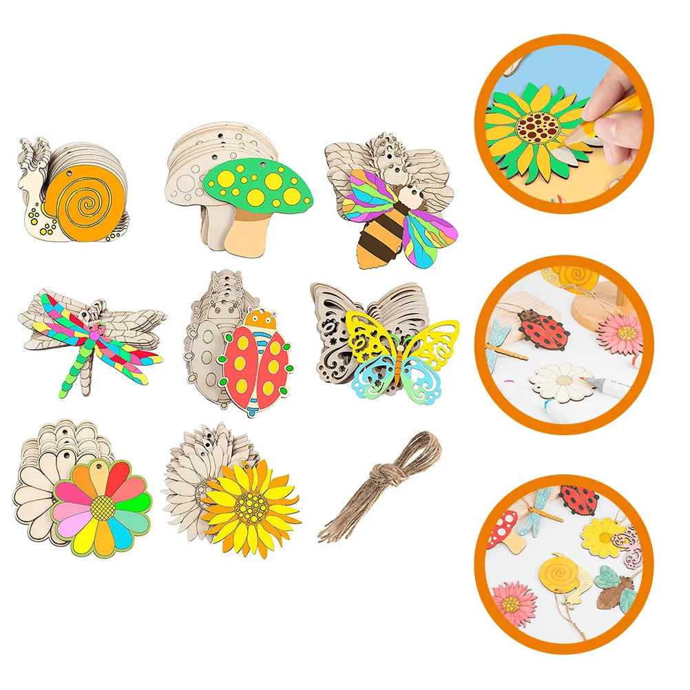

Unfinished Wood Cutouts Flowers Butterfly Mushroom Wood Slices DIY Crafts Painting Scrapbookings For Kids