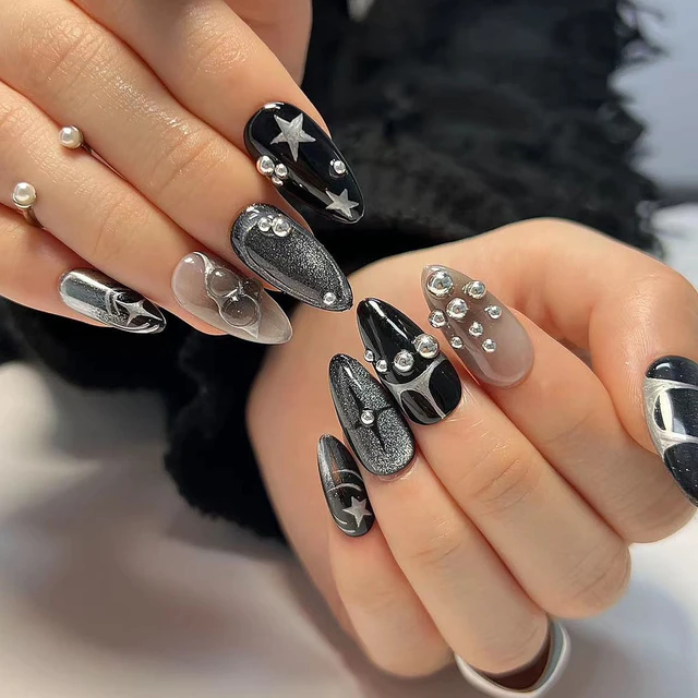 Leopard Print Fashion Cool False Nails White Long Coffin Fake Nail Ballet  Press on Square Nails Tips for Artificial Fingernails - AliExpress