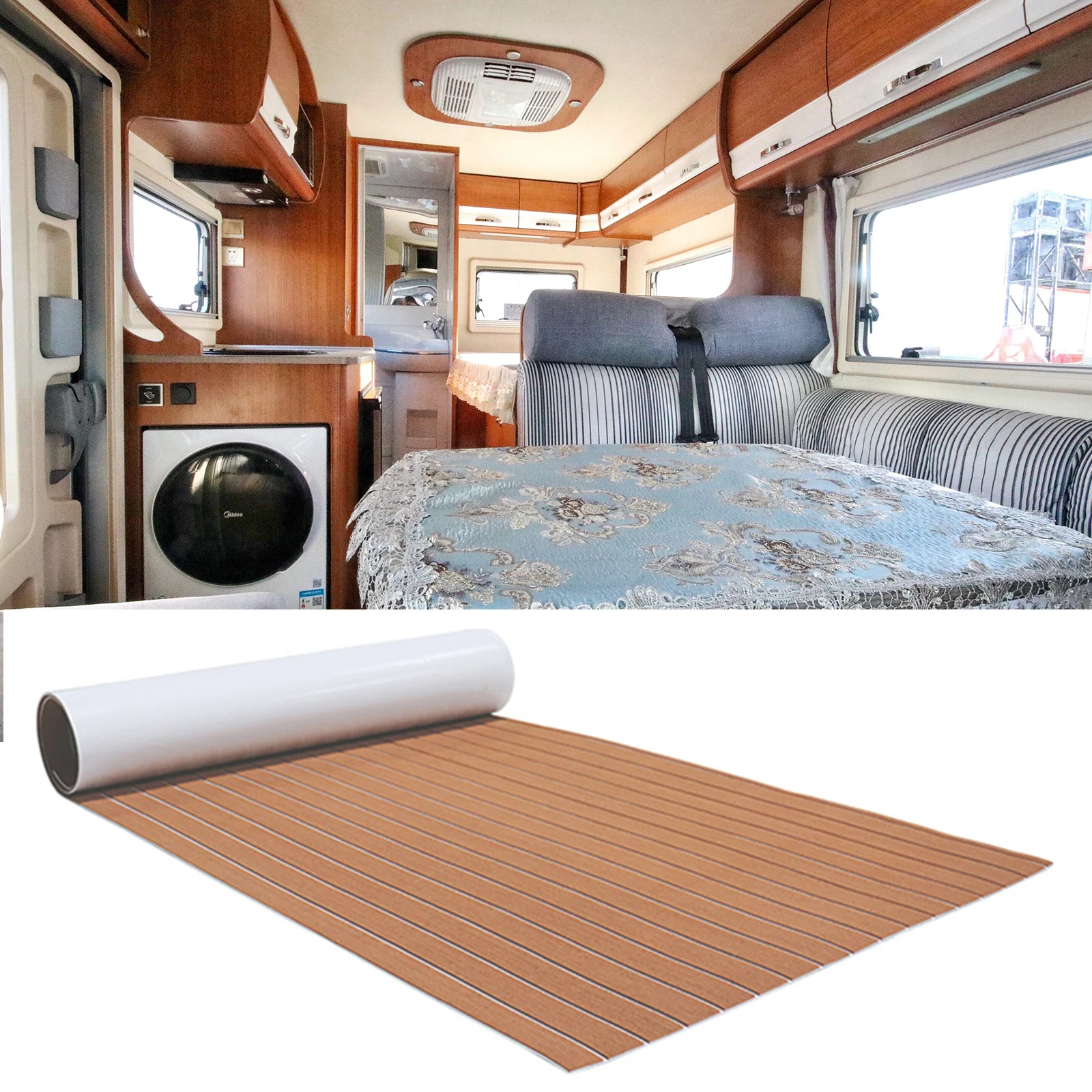 

240x90x0.6cm EVA Foam Teak Sheet Mat Self-Adhesive Marine Flooring Yacht Boat Decking Pad Sound Insulation For Ship Dock Gym