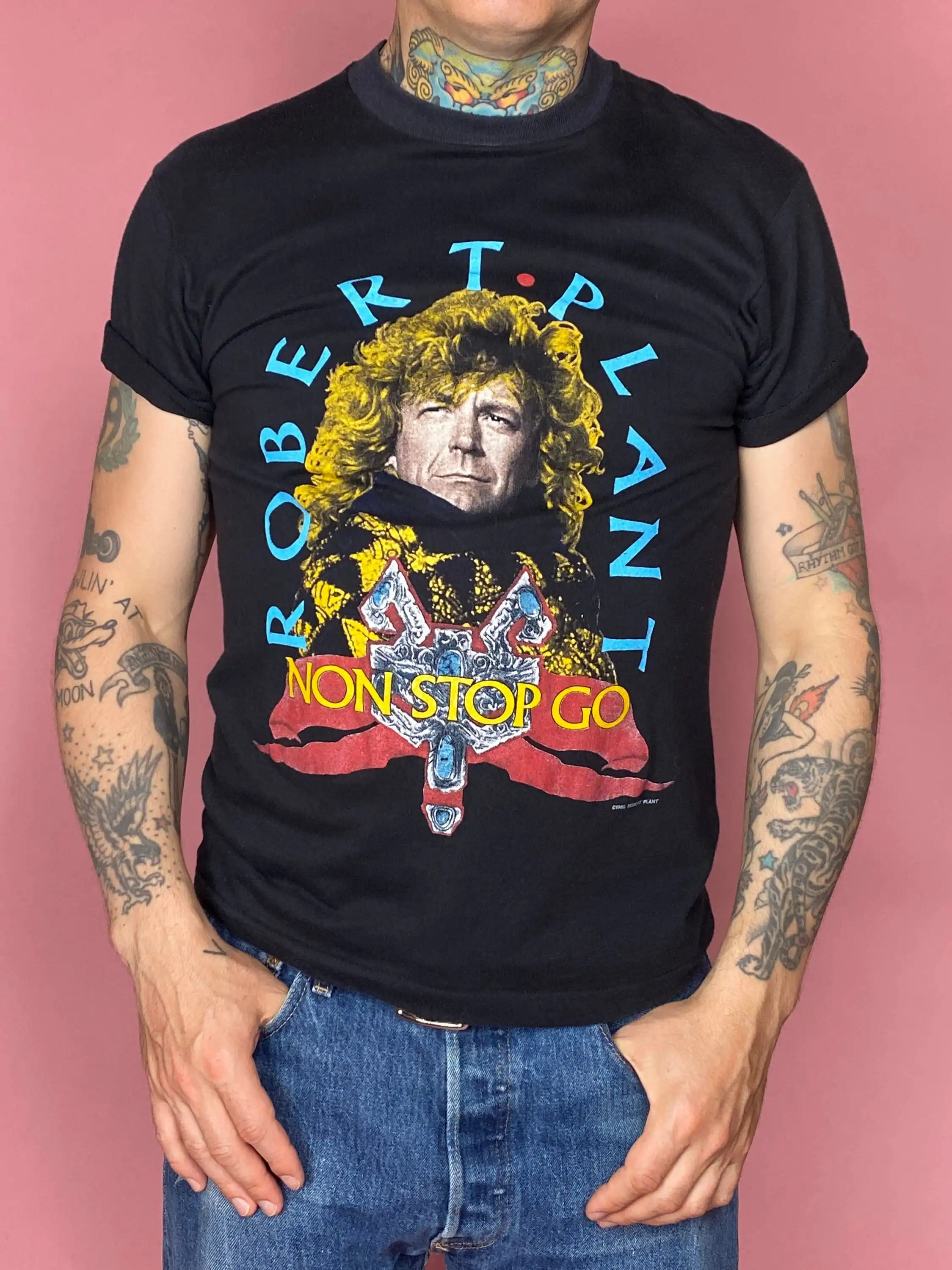 Vintage Robert Plant 1988 Non Stop Go Tour T-Shirt Taglia