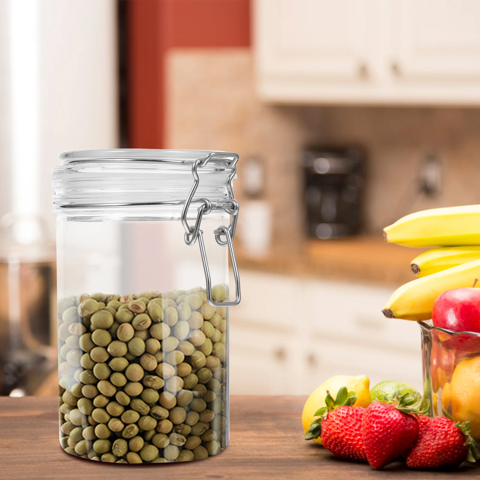 750ml Plastic Storage Container With Locking Clamp For Nuts Tea Leaves Sealed Canister Storage Bottle Home Storage ganization 6