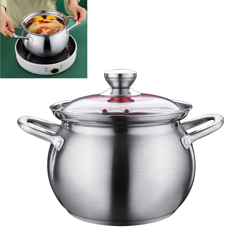 

stainless steel Soup big cooking pot Thickened soup pot New design General use of gas in induction cooker for porridge pot