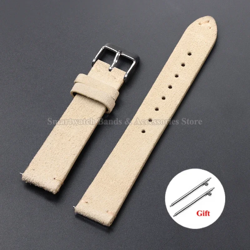 Vintage Suede Leather Quick Release Watch Strap - Handmade Bracelet in Multiple Sizes