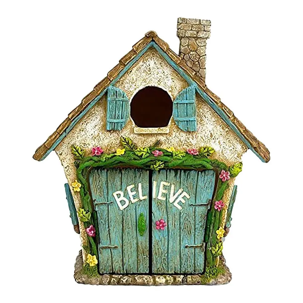 Enchanted Miniature Fairy Door for Garden Decor – Vintage Wooden Elf Home Sculptures