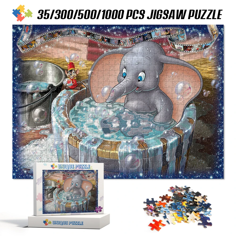 Dumbo Cartoon Jigsaw Puzzle Tangram Kids Toys Disney Anime 35/300/500/1000 Pieces Puzzles for Adults Educational Children Toys dumbo 35 300 500 1000 jigsaw puzzls for kids disney classic animated movie cartoon puzzles for adults decompressed unique toys