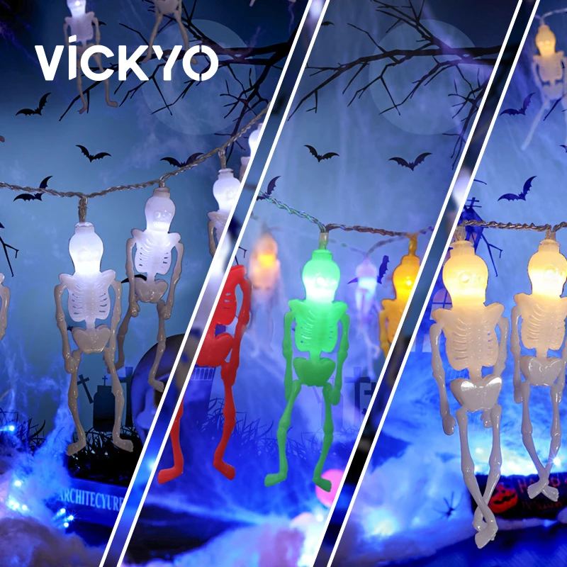 

VICKYO New Year 2023 Halloween Decorations Festoon Led Lights Street Garland Fairy Lights For Room Home Holiday Party Decorative
