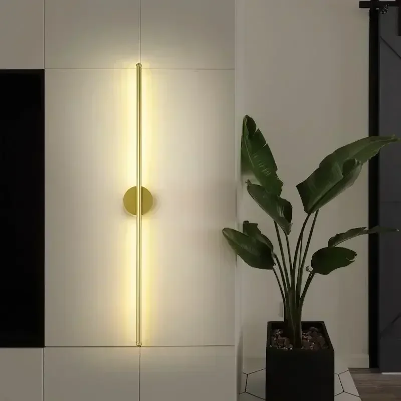 Long LED Wall Lamp Modern Gold Black LED Wall Sconce Living Room Bedroom Background Stair Indoor Home Decoration Wall Light