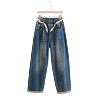 Fashion Plus Size Women's Jeans Design Belt Premium Stretch Denim Full Length Harem Pants Autumn 2025 - Image 4