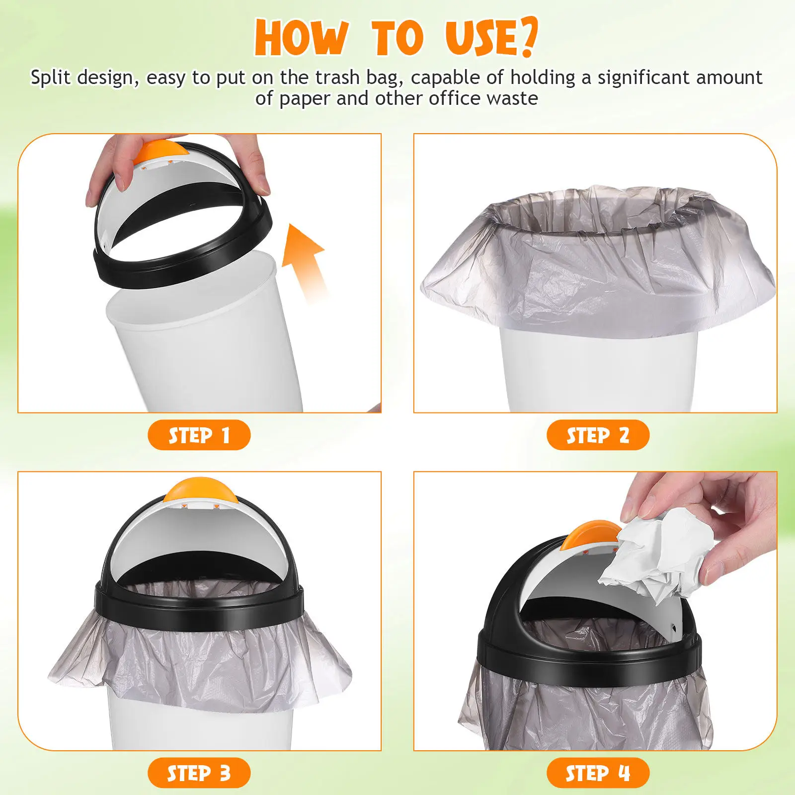 귀여운 펭귄 쓰레기통 데스크탑 쓰레기통 스윙 뚜껑 어린이용 플라스틱 대형 입구 쓰레기통 아이 방 쓰레기통 가정 사무실 장식