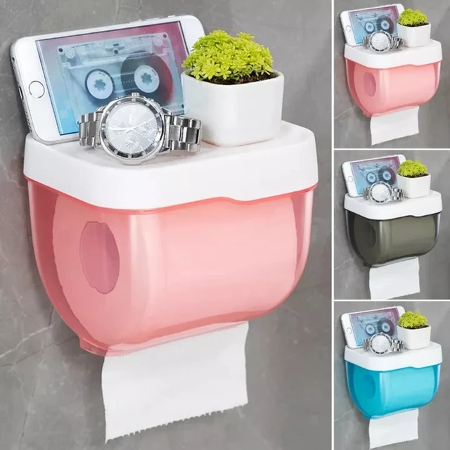 Punch-free Toilet Paper Holder Box Waterproof Storage Toilet Paper