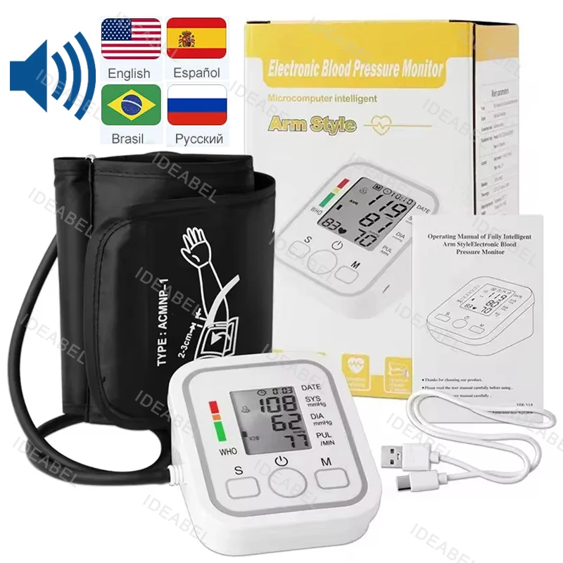 Blood pressure meter Spanish voice digital arm medical pressure tonometer tensiometer baumanometer pulse sphygmomanometer