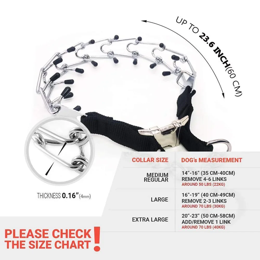 Pet Collar Pit Bull German Shepherd Training Metal Gear Prong Dog Collar with Quick Release Snap Buckle and Rubber Caps Plated pet dog training collar