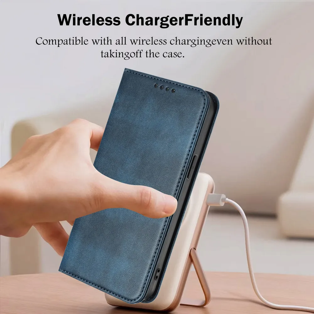 Premium RFID Leather Wallet Flip Case with Magnetic Closure - Universal Smartphone Protection