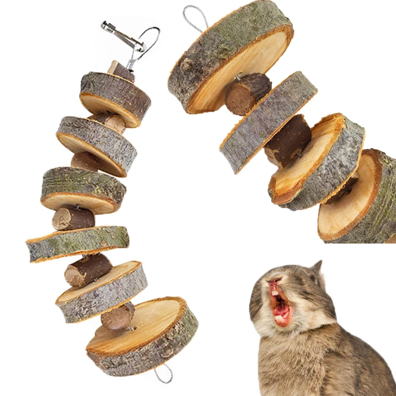 Natural Wooden Chew Toy For Small Pets – Hamster, Rabbit, Chinchilla, Guinea Pig, Parrot Teeth Grinding Toy With Bell