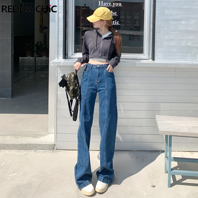 REDDACHiC Tall Girl Friendly Baggy Jeans Women Casual Plain High Waist Blue  Vintage Y2k Wide Pants Lady Trousers Female Clothing - AliExpress