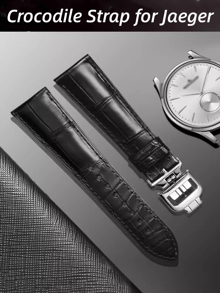 Cinturino In Coccodrillo Per Jaeger Lecoultre Master Aligator Ultra Sottile Uomo Donna Cinturino In Pelle Bovina 14 16 17 18 19 20 21 Bracciale 22Mm