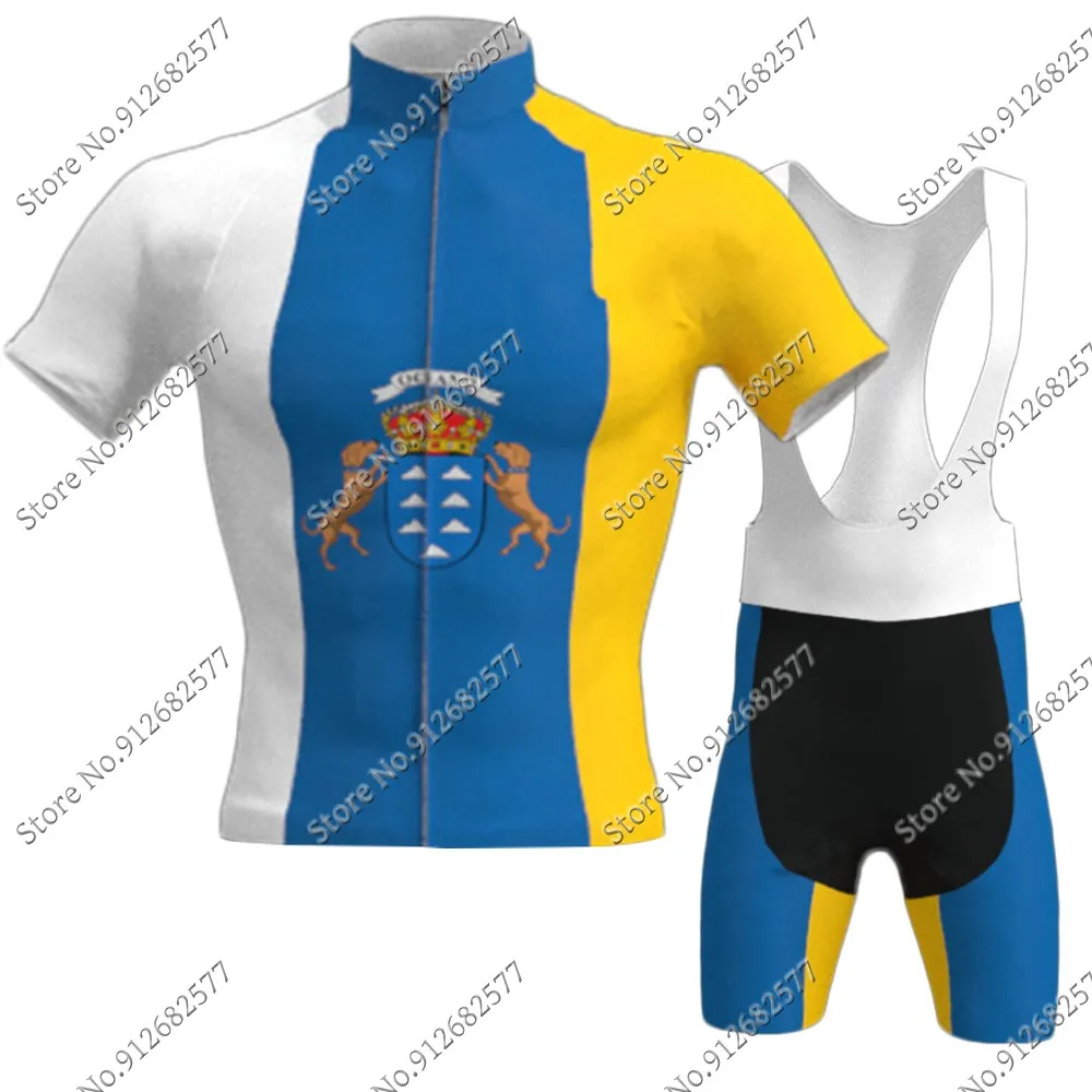 Description Picture 5 of itemCycling Jersey Canary Islands Flag 2022 Set Men Retro Bicycle Clothing Road Bike Shirts Suit Bicycle Bib Shorts MTB Ropa Maillot