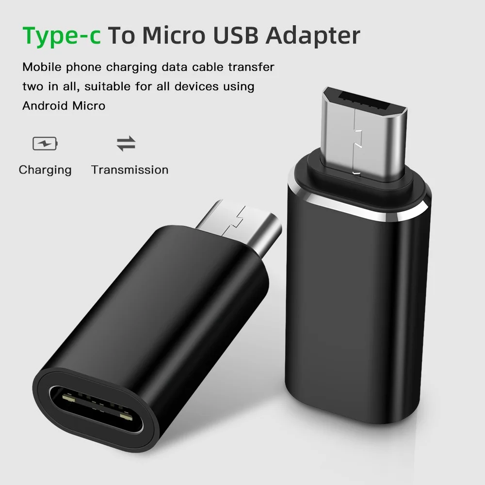 USB C-마이크로 USB 어댑터 알루미늄 합금 타입 C(여성) - 마이크로 USB(남성) 변환기(휴대폰/태블릿용)