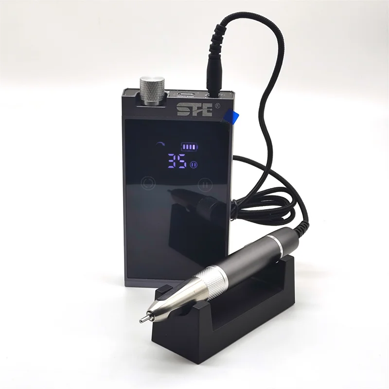 블랙 컬러 35000 RPM 휴대용 데스크탑 충전식 브러시리스 네일 드릴 E-파일 (살롱용)