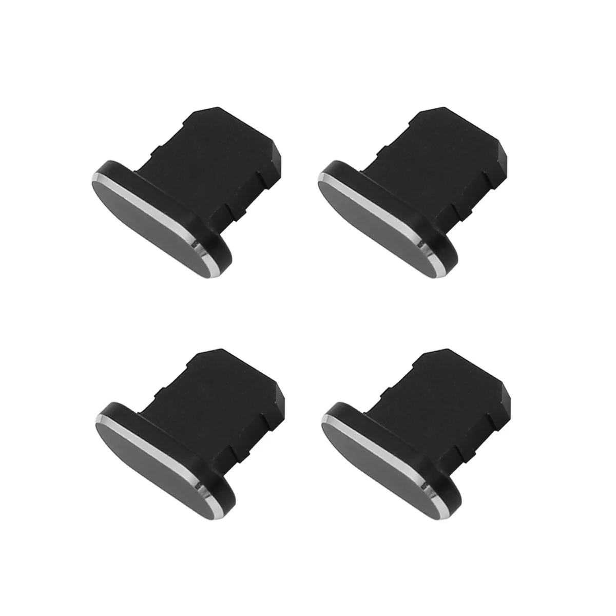 A17Z 4 조각 방진 플러그 충전 포트 스토퍼 캡 소프트 하우징 슬림 케이스 커버 for iPhone for iPhone 13/12/11-Black