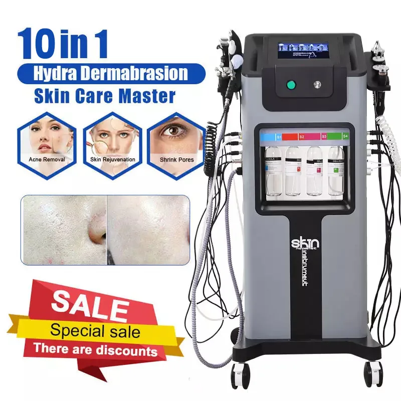 10 In 1 H2O2 Hydrodermabrasion Aqua Peeling Face Lifting Skin Deep Cleaning Galvanic Lon Oxygen Facial Water Beauty Salon Machin