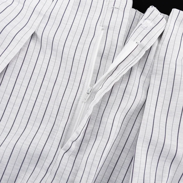 Designer Women's Striped Set Casual Oversized Blazer Two Pieces Set For Women Pullover Long Sleeve Shirt Tops And Shorts