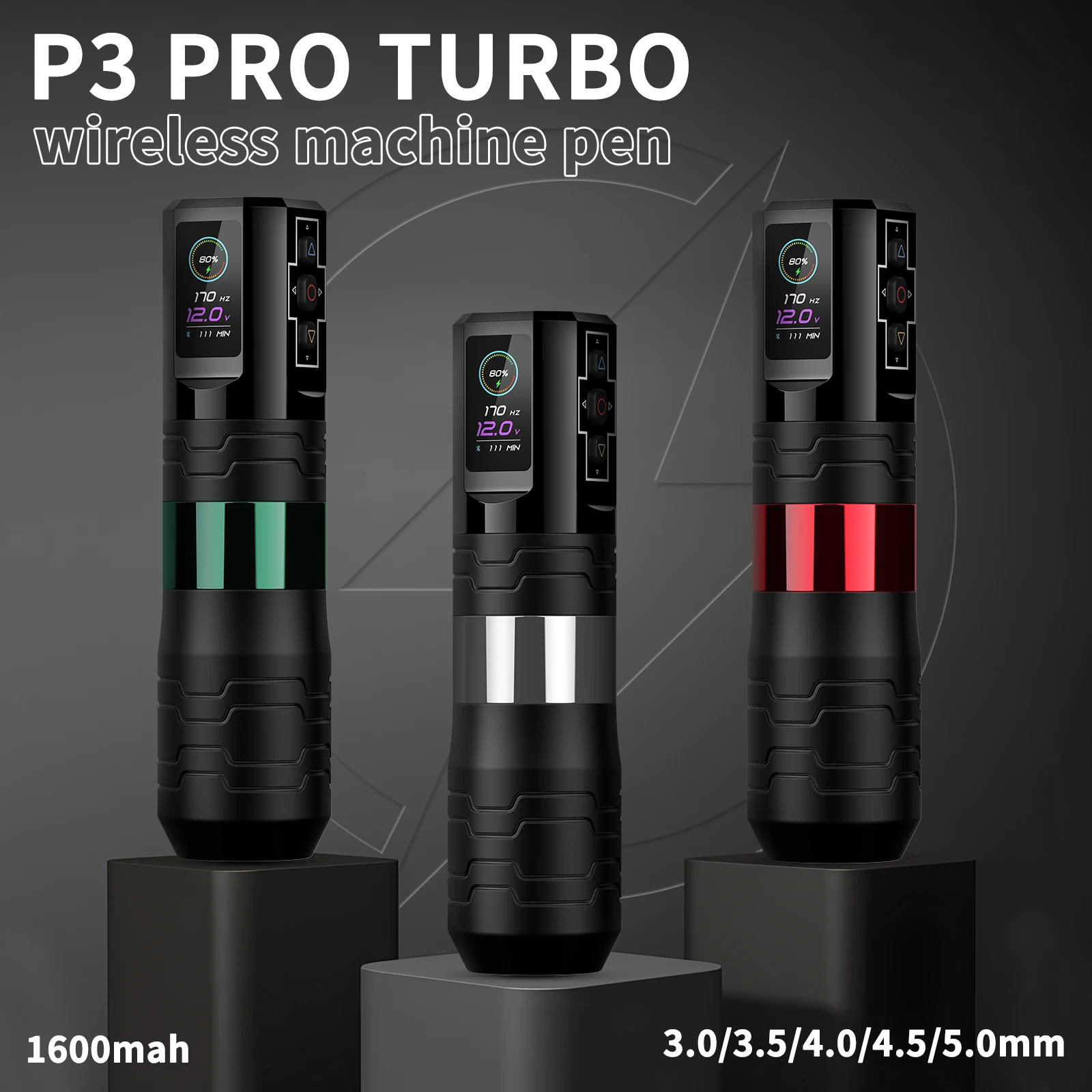 

EZ P3 Pro Turbo Wireless Battery Tattoo Pen Machine Adjustable Stroke Rotary Tattoo Pen OLED Digital Display Portable Power