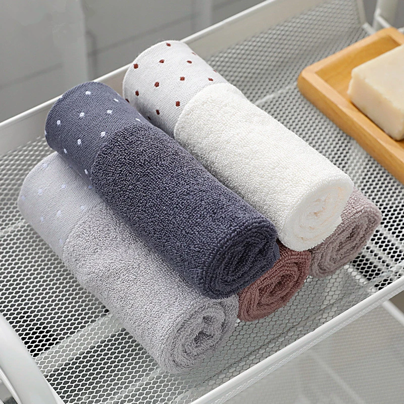 1 Pc 34x34cm 100% Cotton Absorbent Dot Striped Solid Color Soft Comfortable Men Women Bathroom Travel Square Face Towel 3