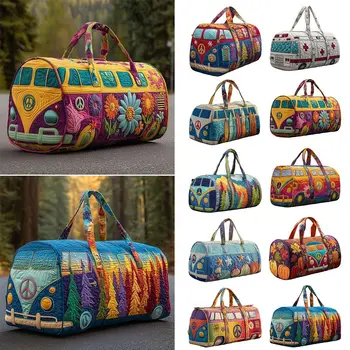 Borsa da Viaggio Trapuntata in Cotone con Design 3D, Stile Hippie, Borsone con Motivo a Rana, Borsa Boho per Pernottamento e Palestra