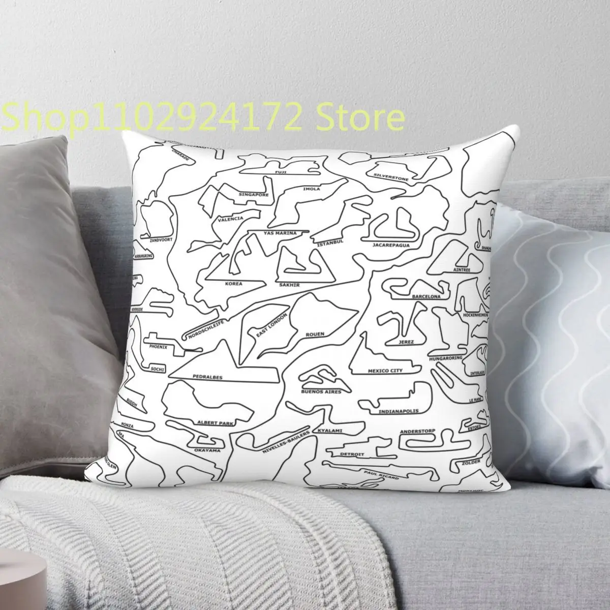 

F1 Circuits Pillowcase Polyester Pattern Zip Decor Throw Pillow Case Bed Cushion Cover
